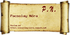 Pacsolay Nóra névjegykártya